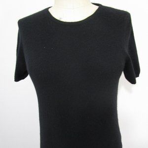 M Black CASHMERE Pullover Knit Sweater Short Sleeve Cuddly Fuzzy